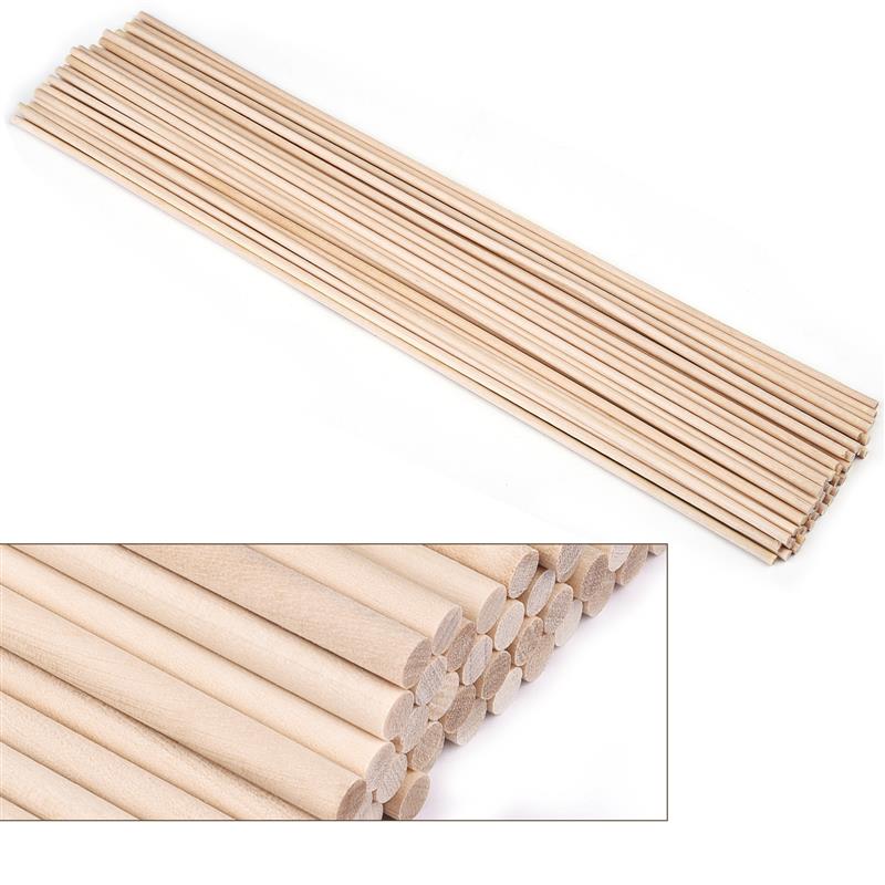 Palo redondo de madera para manualidades, piruletas de hielo para comida y modelismo, pasador de pastel, herramienta de carpintería, modelo de construcción duradero: 3x100mm 50 pcs