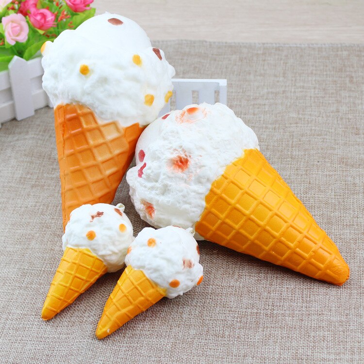 Mskwee Mini White Cone Snowflake Strawberry Ice Cream Squishy toys Sweet Kawaii Cream Phone Straps Squishies Toy 9.5CM