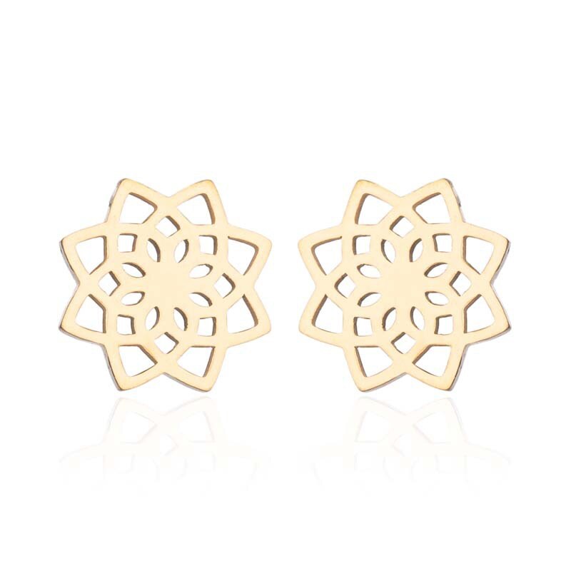 Rvs Leuke Zwarte Kleur Lotus Bloem Kleine Stud Oorbellen Charm Bloem Oorbellen voor Vrouwen Kids Jewelry: gold