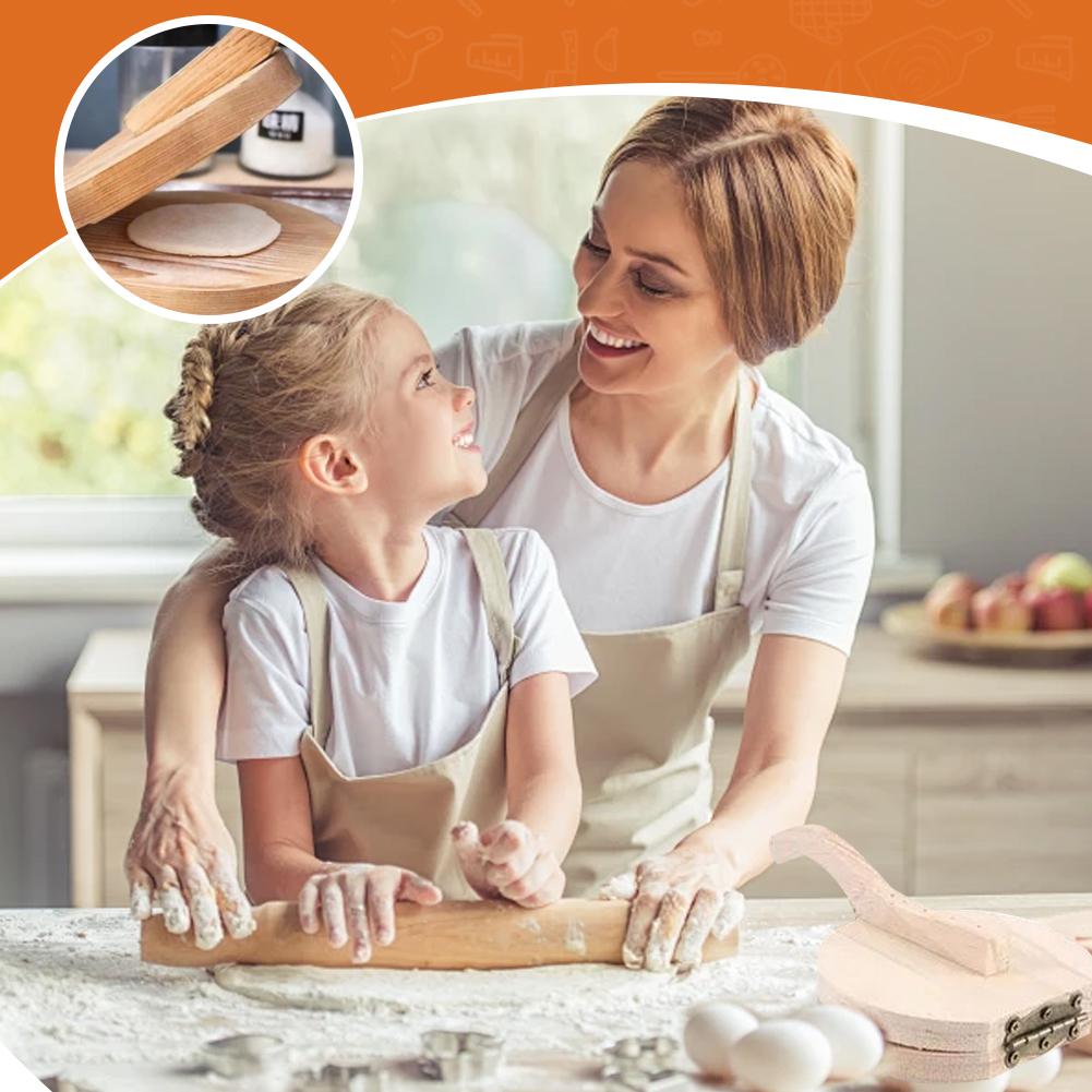 Rund trä manuell degpressvals tortilla dumpling skorpa form hamburgare pajtillverkare form köttfärslimpa tillverkare kökstillbehör