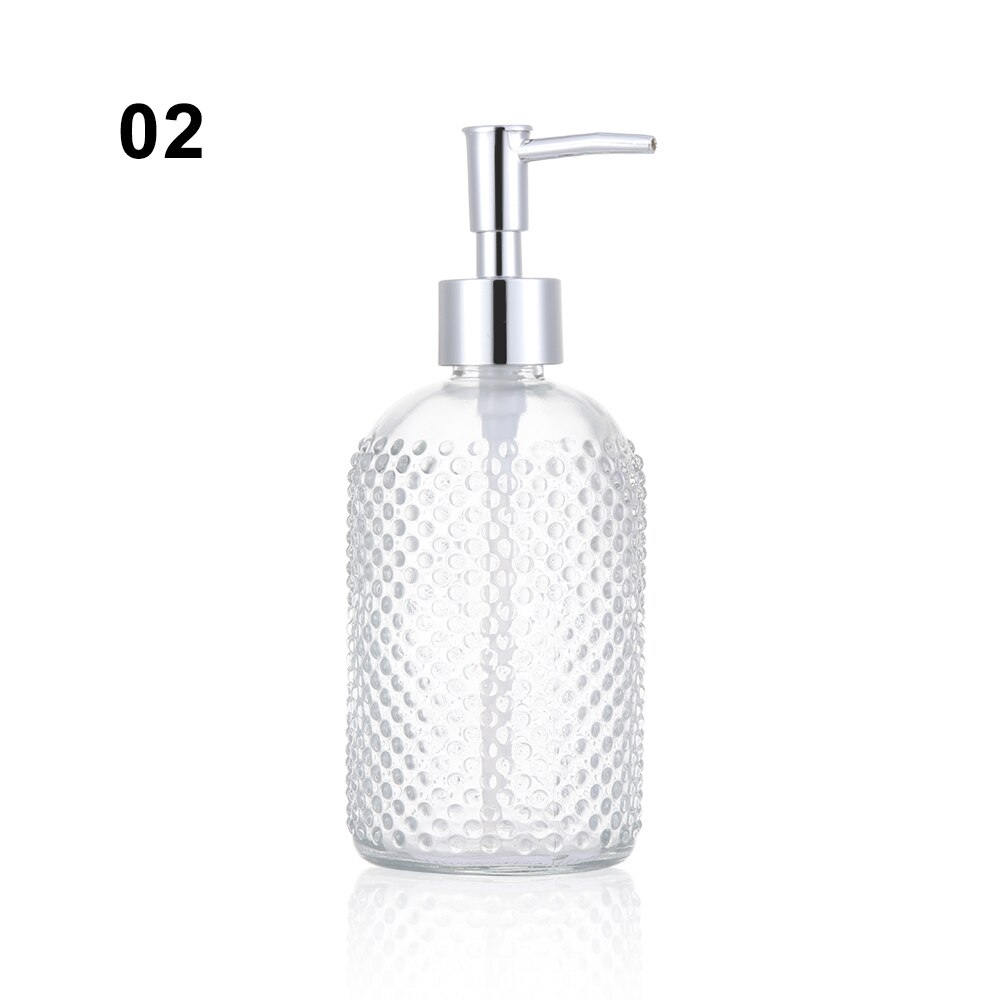 450ml glas vintage manuelt tryk flydende sæbedispenser badeværelse vask tilbehør stor kapacitet skridsikker hvid sølvfarve: 2
