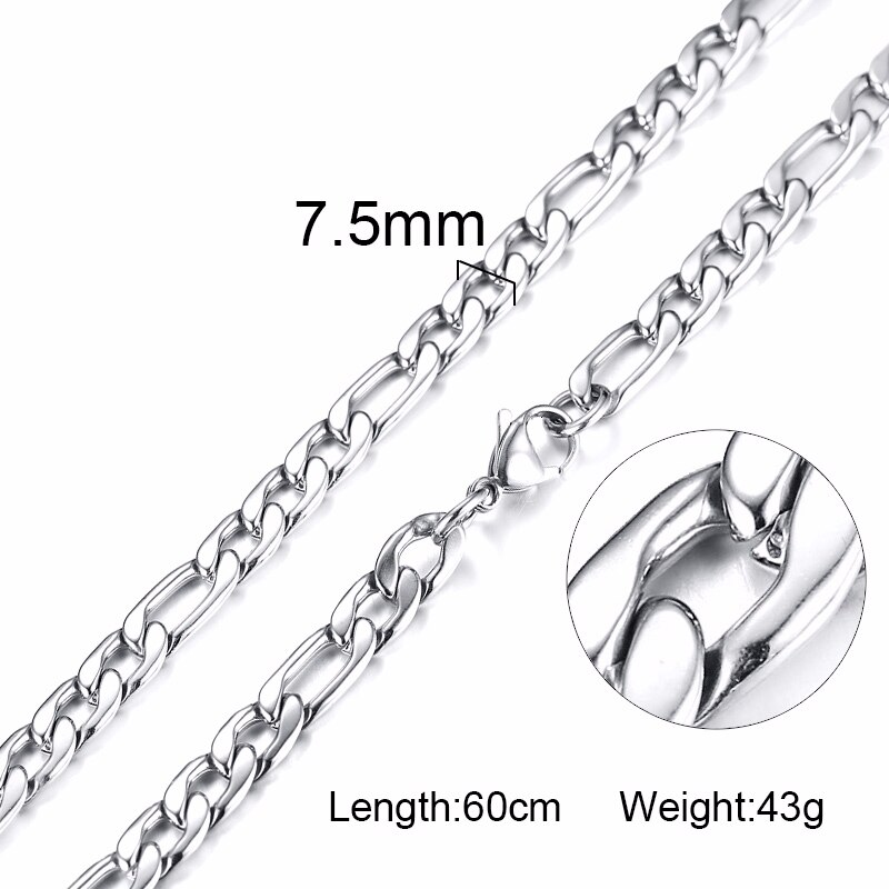 HANDSOME MEN'S FILLED BOXCHAIN CUBA LINK CHOKER FIGARO CHAIN NECKLACE IN ENDURABLE STAINLESS STEEL MALE FEMALE JEWELRY: NC-160