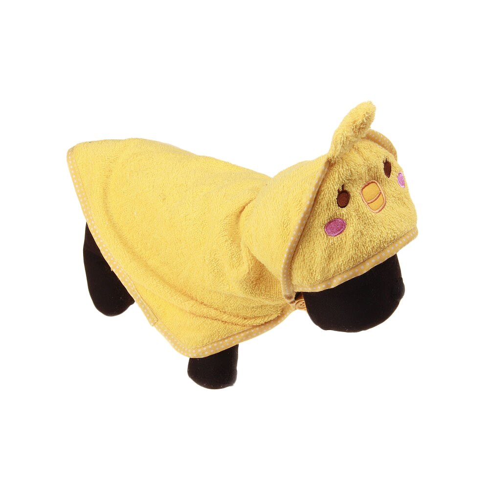 Søde kæledyr hund badehåndklæde bamse håndklæde super absorption tørring badehåndklæder med hættetrøjer blød hvalp kat håndklæder: Gul / L