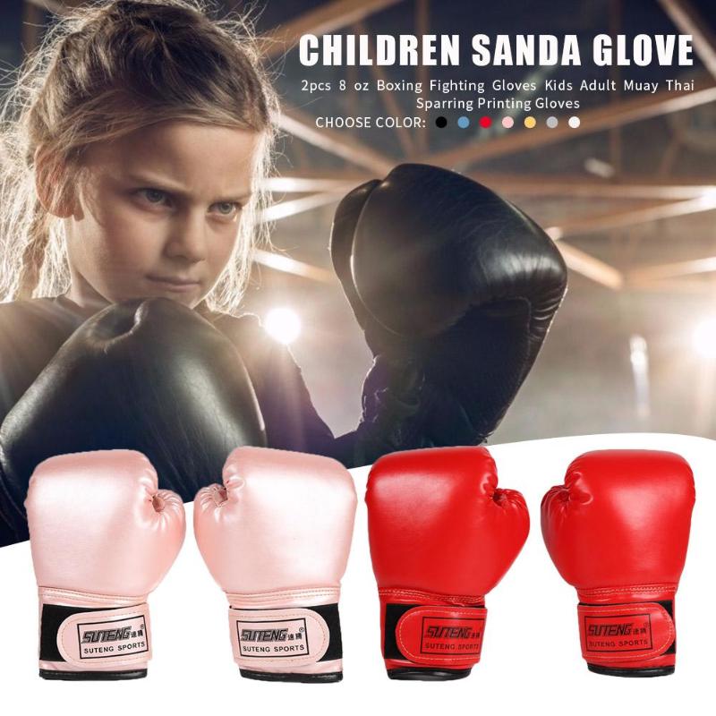 2 stk boksningstræning kamphandsker pu læder børn åndbar muay thai sparring stans karate kickboxing handske