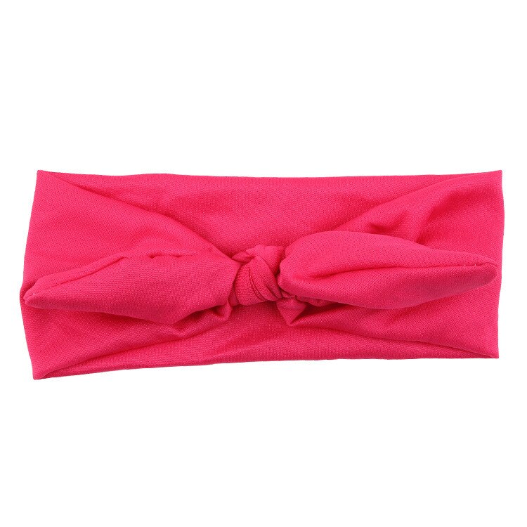 Neue Baby Stirnband Baby Haar Zubehör Sommer Solide Baby Mädchen Stirnbänder Baby Kaninchen Bogen Ohr Stirnband Turban Knoten Kopf Wraps: Hot pink