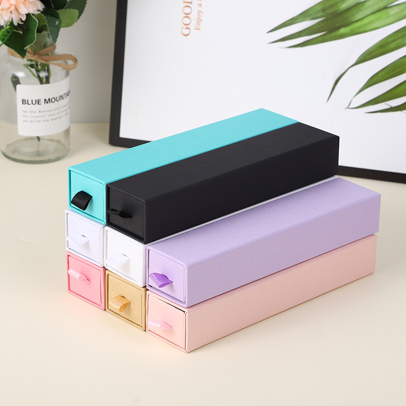 5 pièces coloré Long tiroir bijoux collier montre organisateurs stockage carton boîte pour les femmes emballage fournitures