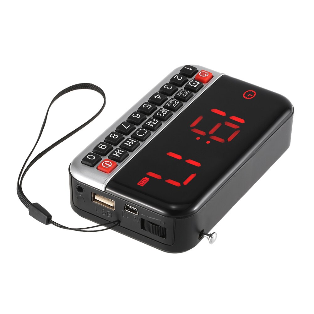 Longruner FM Radio Digital Stereo Speaker 12cm LED Display Alarm Clock & Clock USB Disk TF Card AUX 1500mAh Battery