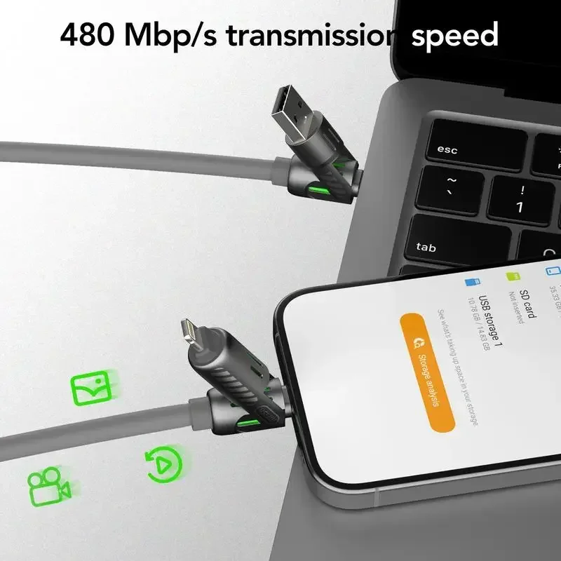 Câble de charge rapide USB, type C, montion-Max, 240W, diviseur de données, multifonction, 4 en 1, iPhone 16/15, iPad