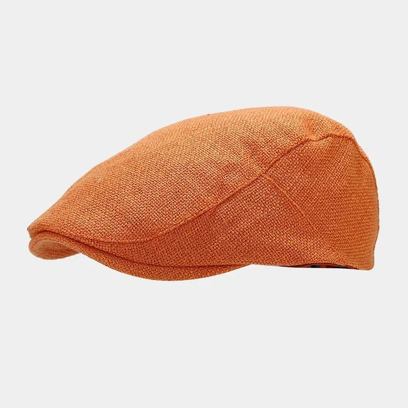 Zomer Heren Baret Linnen Pet Verstelbare Krantenjongenspet Ademend Vintage Effen Zwart Klimop Eendenbek Hoed Boinas Para Mujer: GRIJS