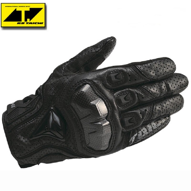TAICHI RST390 Motorrad Vollleder Kohlefaser Handschuhe Offroad Motorrad Rennen atmungsaktive perforierte Schutzhandschuhe