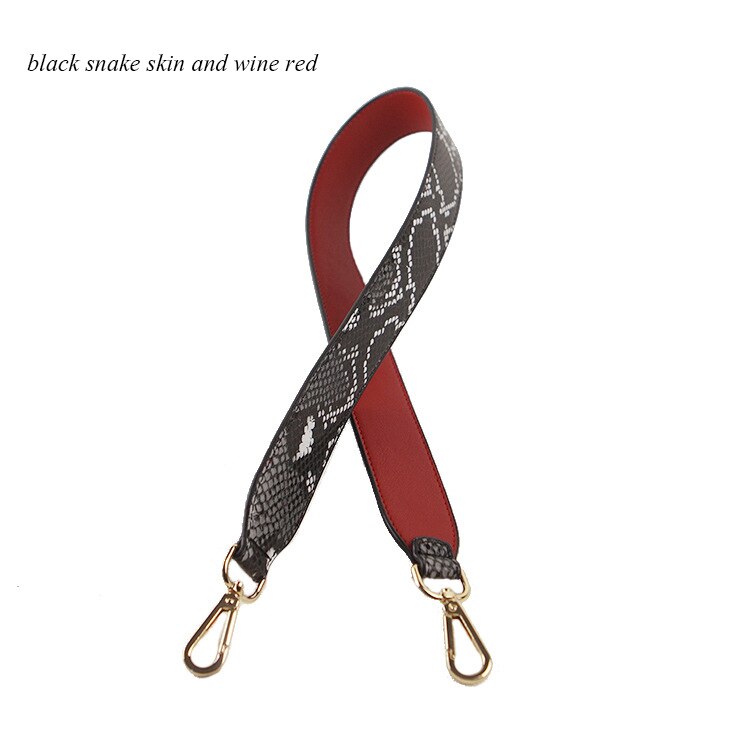 PU Leather handbag strap brand panelled snake leopard bag strap chic bag necessary women shoulder bag belts qn014: snake skin wine red