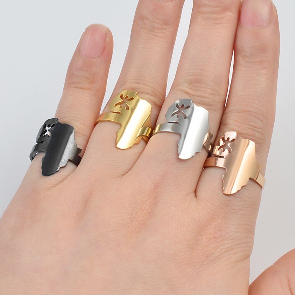Anniyo Afrika Kaart Berbers Ring Afrikaanse Berber Sieraden Vinger Ring Voor Amazigh Vrouwen Mannen #264121