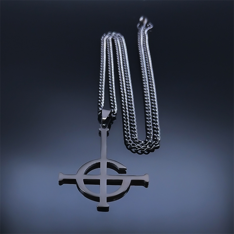 Collar con colgante sin nombre Ghost BC para mujeres y hombres, banda de Ghoul negra de acero inoxidable, cadena con símbolo de Papa Emeritus, joyería N643S06