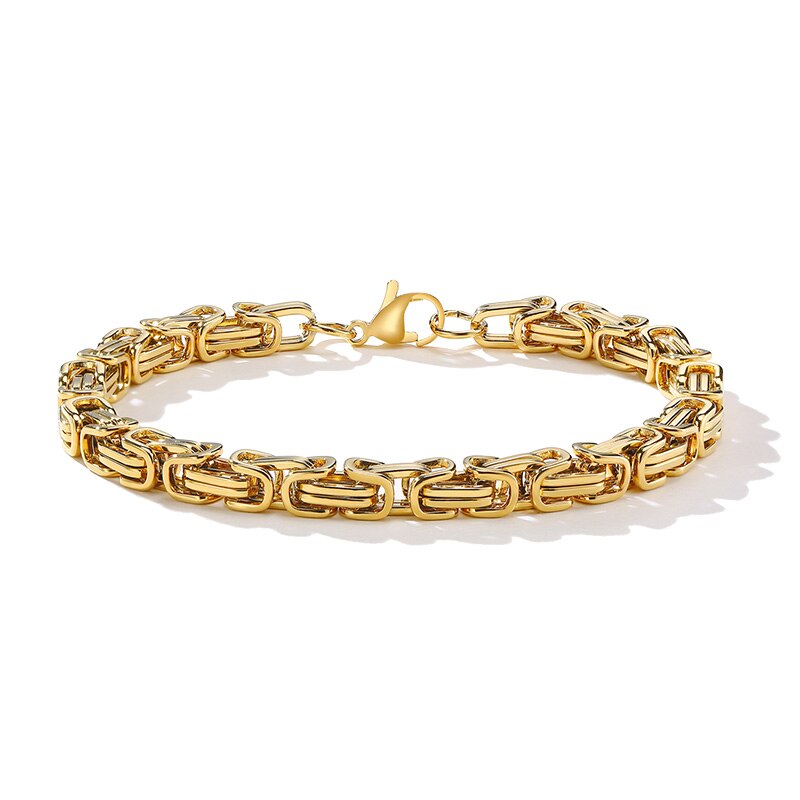 Acier inoxydable avec lien byzantin et BRACELET à chaîne pour homme: gold