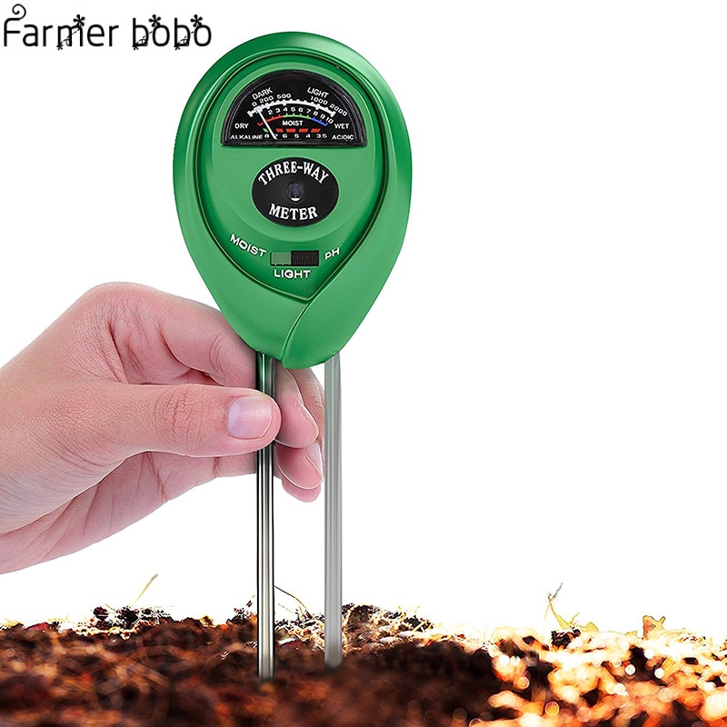 3 In 1 bodem detector nauwkeurige PH bodem hygrometer/ph meter/licht intensiteit meter tuin PH waarde analyze apparatuur