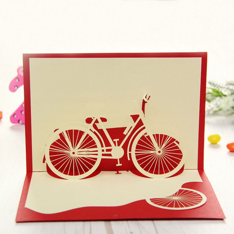 3d pop up lykønskningskort håndlavet cykel fødselsdag valentine påske jul