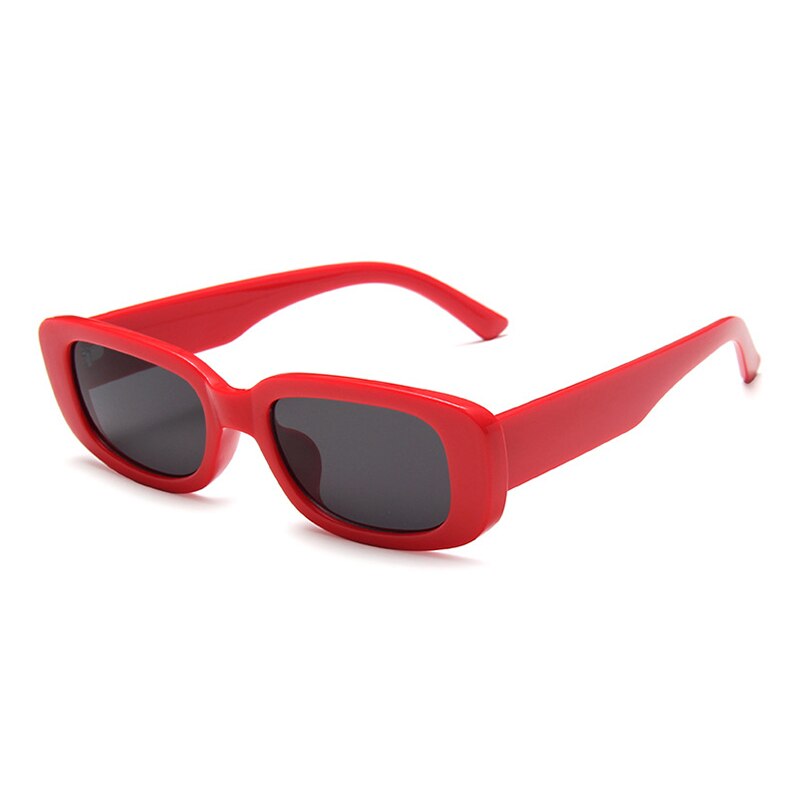 Ovza smalle zonnebril voor dames heren rechthoekige bril  uv400 doorschijnend snoepkleur  s6001: Rood