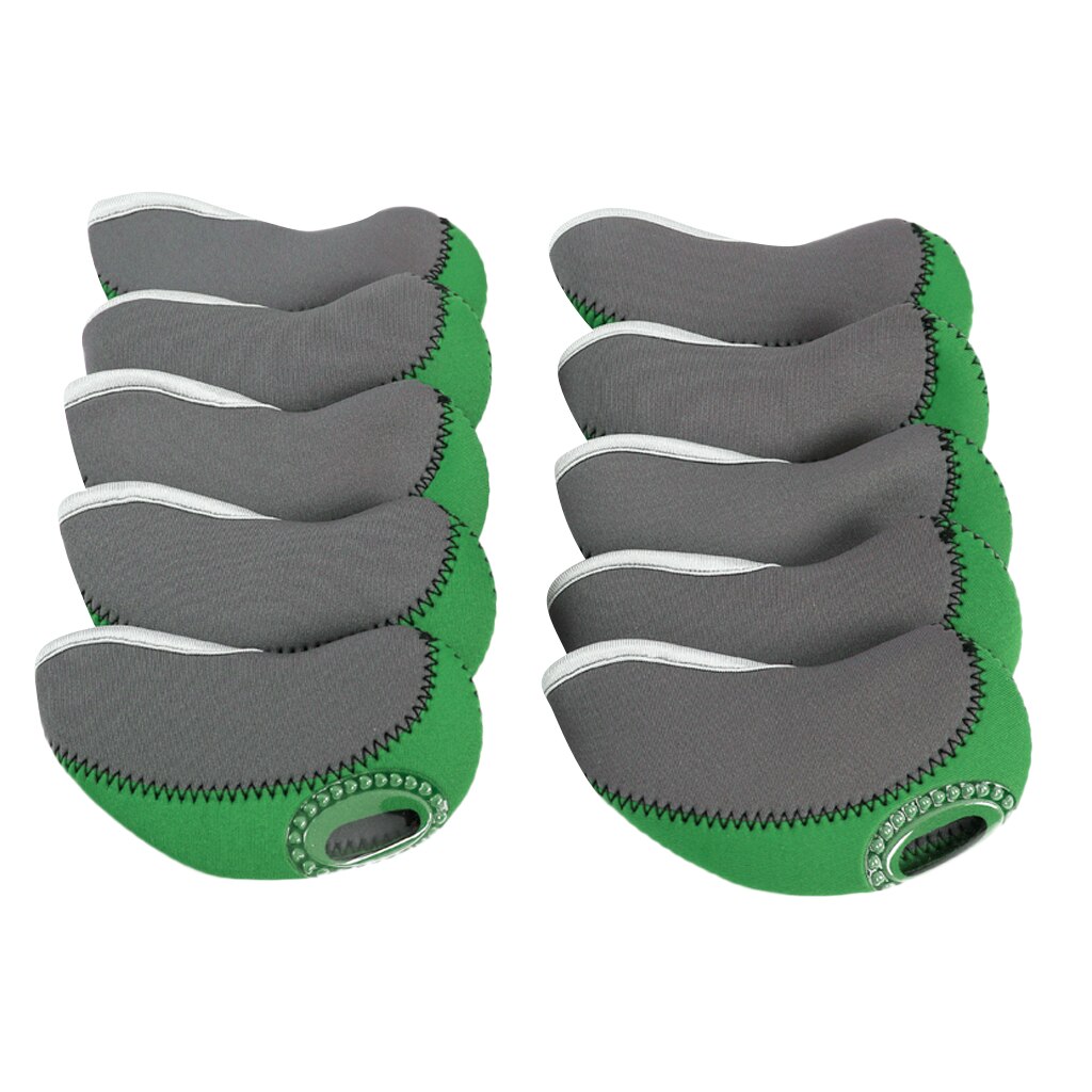 Housse de Protection de tête de fenêtre transparente en néoprène, 10 pièces, étui de Protection de tête de fenêtre en Club de fer de Golf, plusieurs couleurs: Green