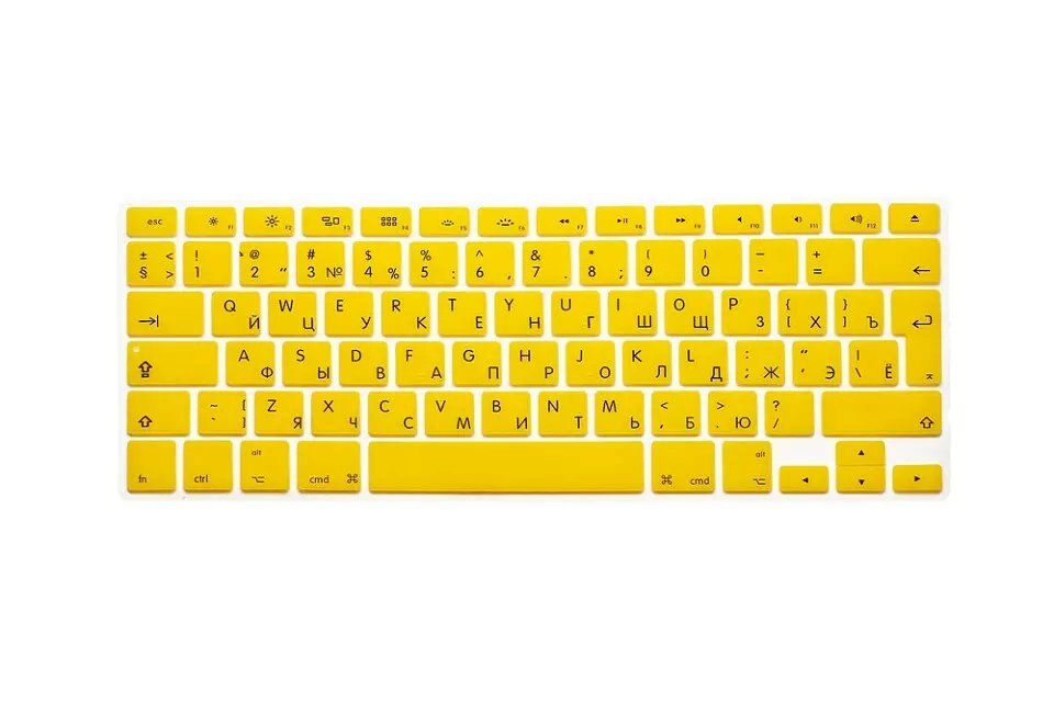 Russische Tastatur Abdeckung Silikon Euro Eu Für Apfel Macbook Luft Profi Retina 13 15 17 alte modell Russland Laptop Haut für Mac Buch: Gelb