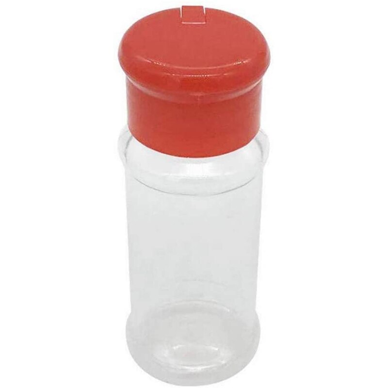 Ställ  of 50 tomma plastkryddflaskor för förvaring av grillkryddor saltpeppar etc . 100ml / 3.3oz,  röda