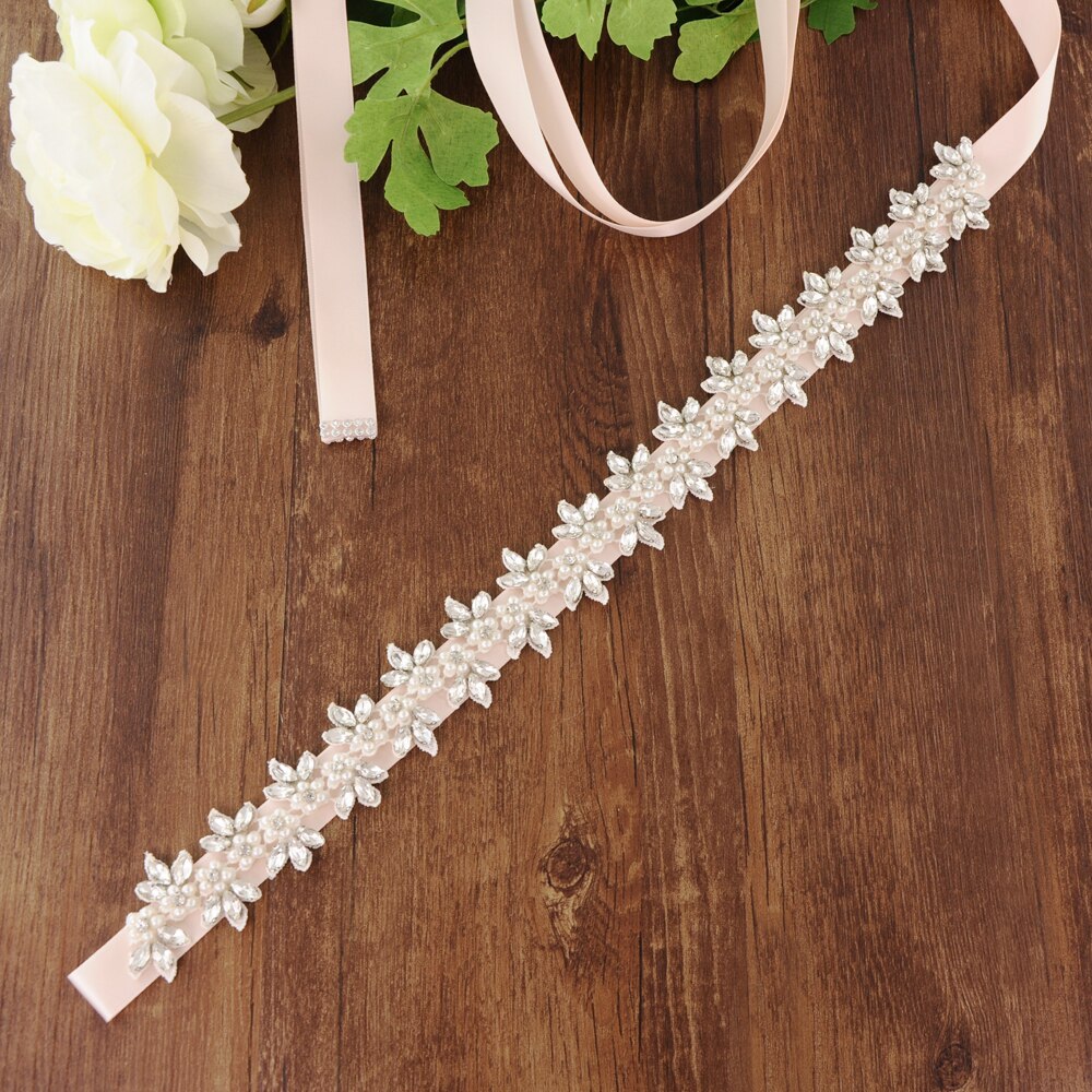 Luxe parelriem voor trouwjurken, bruidsjurkaccessoires, bruidsjurkriem, bruidsmeisjesriem, avondfeestjurkriem, scs 275: Babyroze