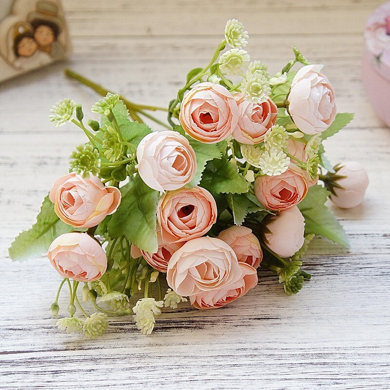 Koreansk snöflingate rosor bukett för scrapbooking heminredning tillbehör bröllop dekorativa blommor konstgjorda växter: 3