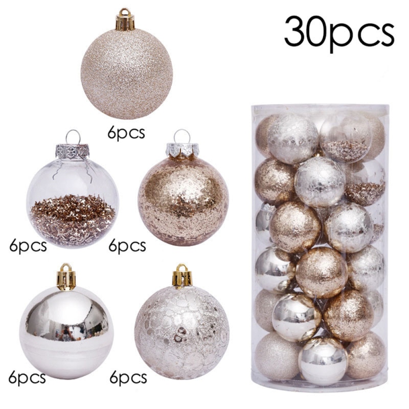 30 Stks/partij Goud Roze Champagne Rood Metallic Kerst Ballen Decor Kerstboom Ballen Xmas Decor Voor Thuis Noel Jaar
