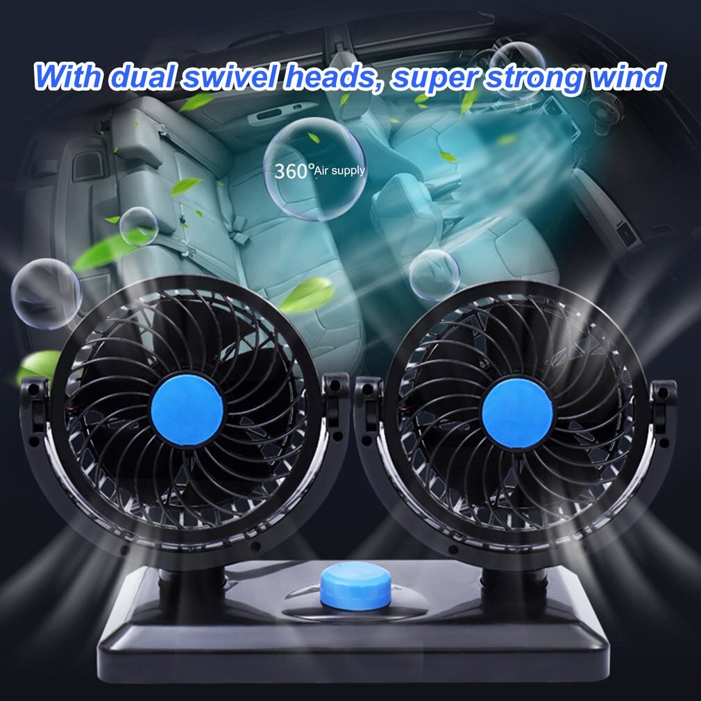 360 Rotating Free Adjustment Dual Head Car Auto Cooling Air Fan Car Cooling Swing Dashboard Ventilation Fan Air Circulator
