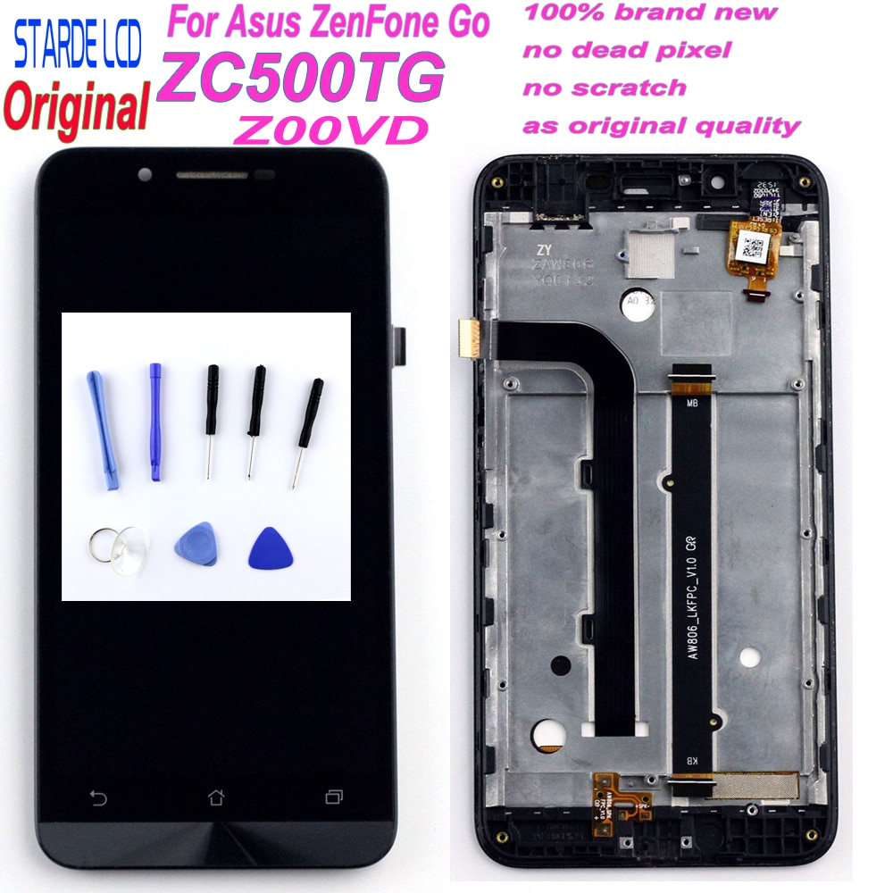 Starde LCD for Asus ZenFone Go ZC500TG Z00VD 5.0'' LCD Display Touch Screen Digitizer Assembly with Frame Black +Free Tools