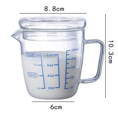 Pyrex – tasse à mesurer le lait 250ml/500ml, tasse à mesurer micro-ondes, pichet à lait en verre avec couvercle, tasses à expresso: 250ML B Style
