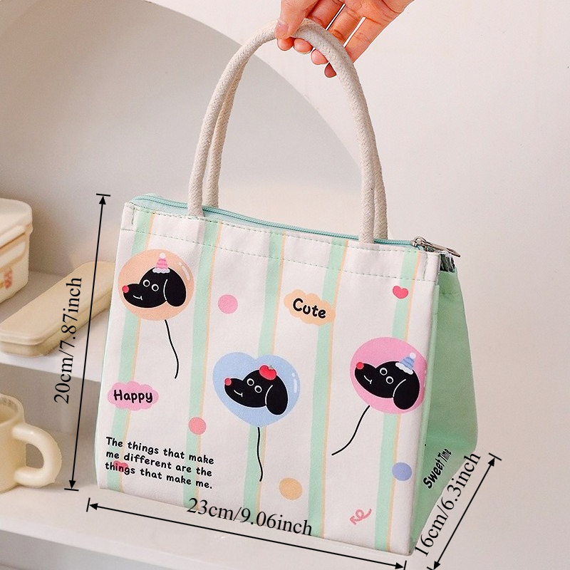 Cute Cartoon Lunch Box for Work and Students, Portable Aluminum Foil Insulated Lunch Box, Large Capacity Picnic Bag: SKY BLUE