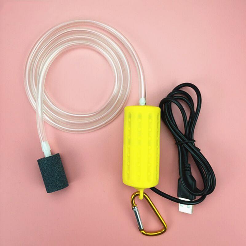 Aquarium Fish Tank Draagbare Usb Mini Zuurstof Luchtpomp Mute Energiebesparende Levert Luchtpomp Aquarium Aquatic Pet Supplie: yellow