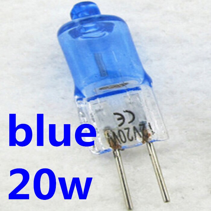 10 stk (5 æsker) halogen  g4 12v 20w transparente/blå hvide/varm lys overfladebelægning blå 12v g4 20w blå krystal lysperler: Blå 20w