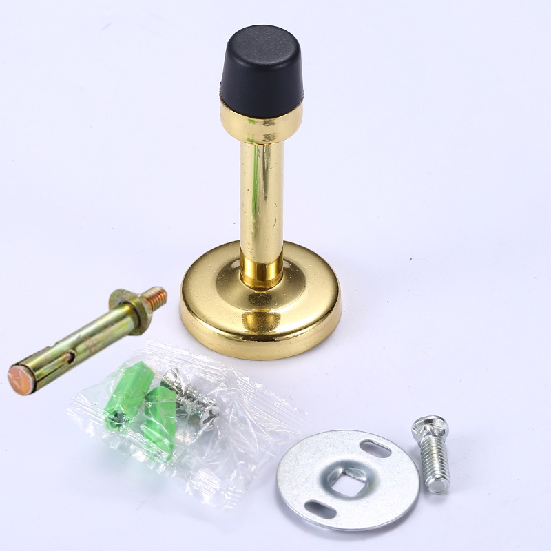 Stainless Steel Door Stops Wall Mounted Door Stopper Rubber Holder Catch Floor Fitting With Screws Bedroom Home Hardware: Screws Gold