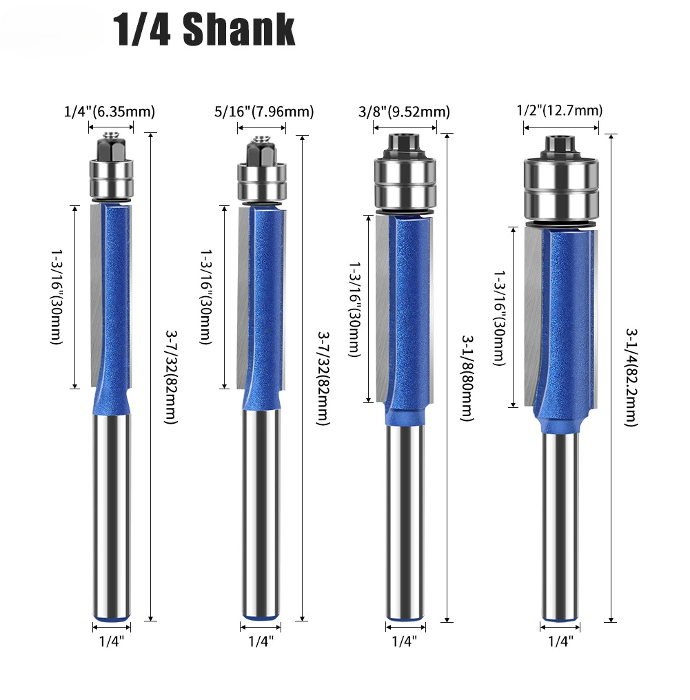 6mm Biaxiale Trimmen Tool Dubbele Lager Carbide Flush Trim Router Bit voor houtsnijwerk Cutter Frees Houtbewerking gereedschap