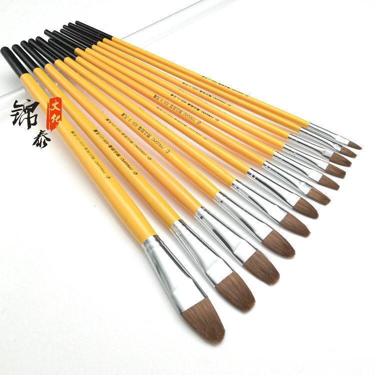 3 uds. De pincel para pintar al óleo/acuarela HECHO DE Pelo de lobo 1-12 pincel para pintar Número de lengua de pato, artículos de dibujo artístico de cabeza plana