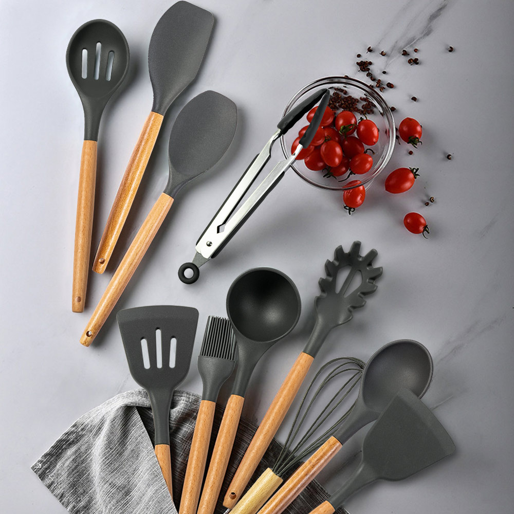 Cooking Tools Set Premium Silicone Kitchen Cooking Utensils Set With Storage Box Turner Tongs Spatula Spoon Turner 8 or 11pcs