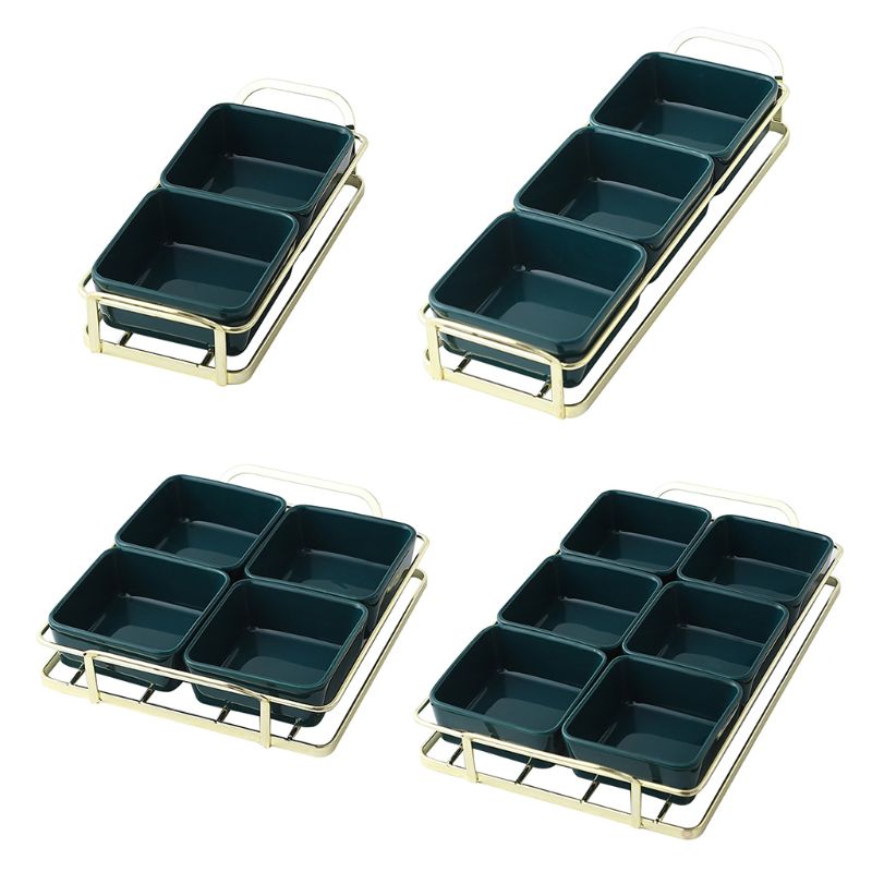 Ceramic Sauce Dish Divided Dipping Bowl Tray Condiment Dish Storage Tray for Kit QX2E