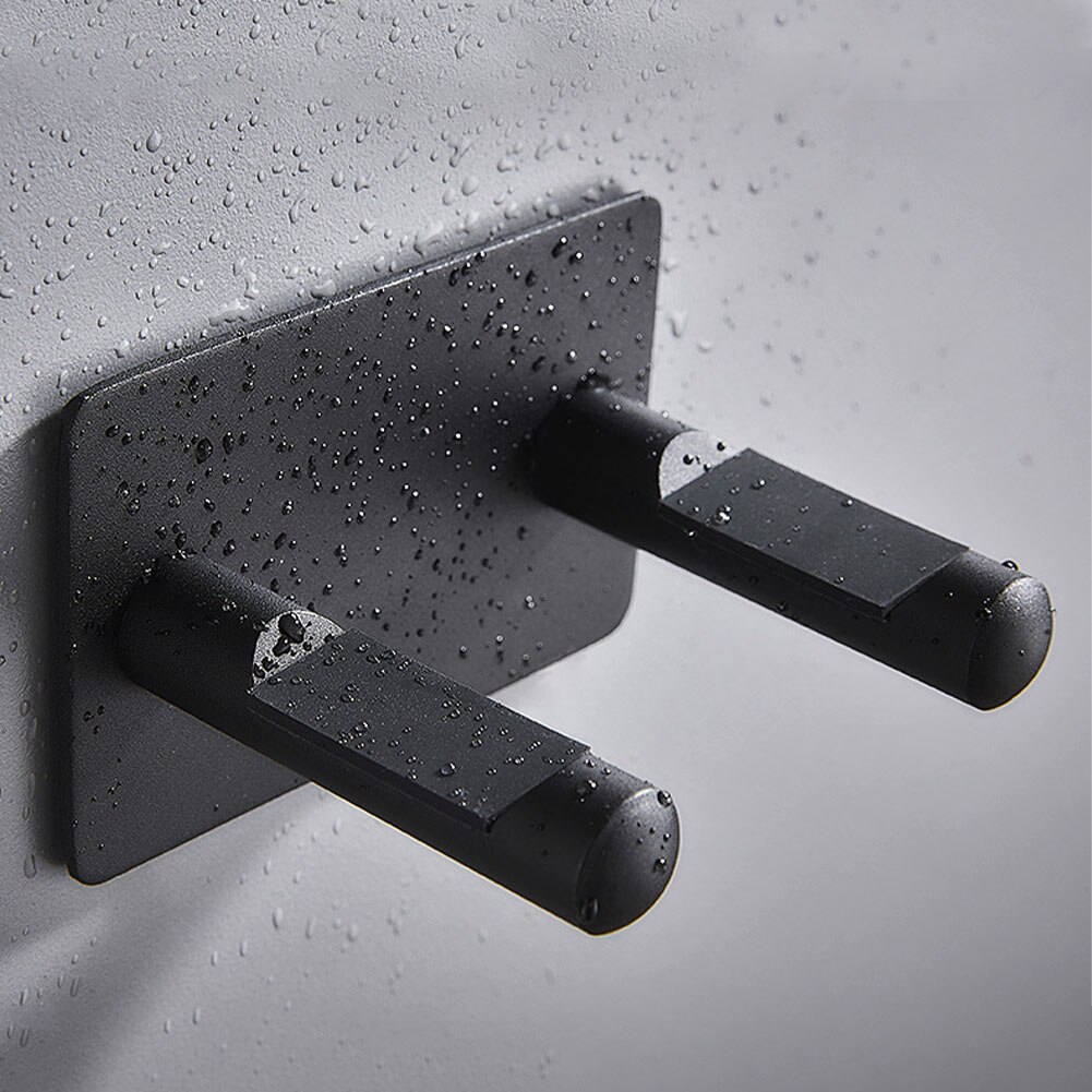 Rack Gratis Punch Opslag Beugel Hanger Badkamer Zilver Wall Mount Voor Dyson Föhn Houder Waterdichte Aluminium Opbergrek: Black