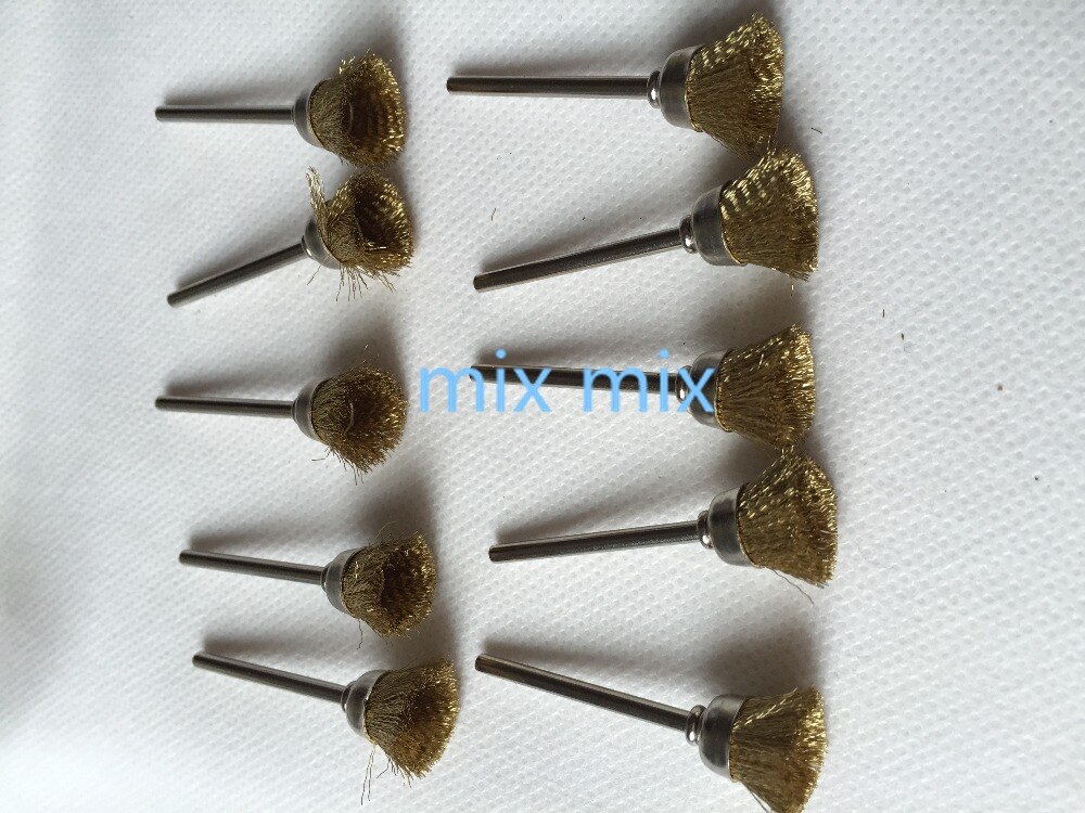 Fixmee 50 Stuks 15Mm Brass Wire Wheel Borstels Voor Grinder Rotary Tool Dremel Accessoires