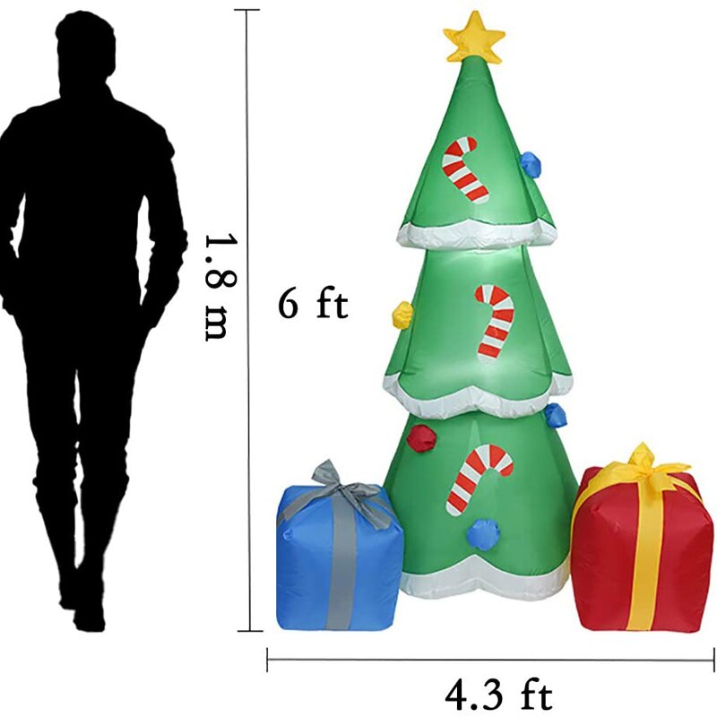 160Cm Giant Opblaasbare Kerstboom Met Geschenkdozen Led Verlichte Speelgoed Verjaardag Bruiloft Christmas Party Props Yard Home Deco