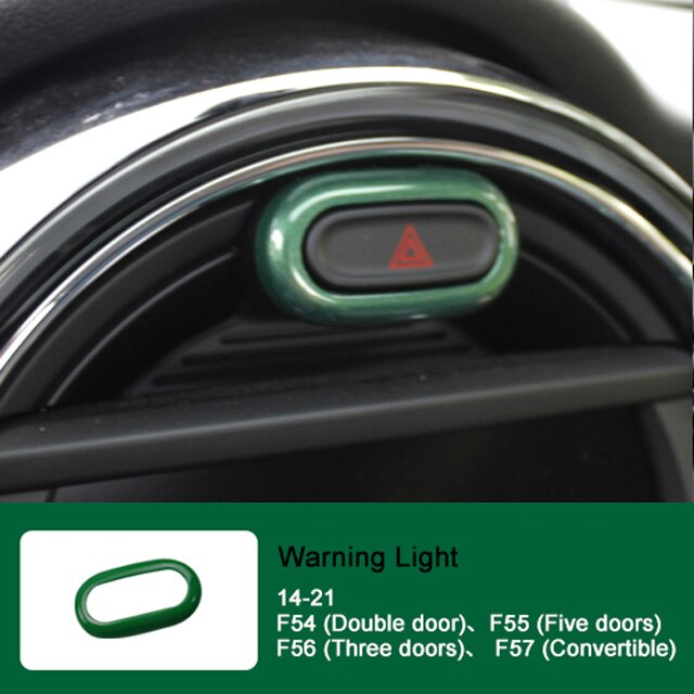 Car Warning Light Button Sticker For MINI Cooper ONE F54 F55 F56 F57 F60 Central Control Radio Knob Cover Decoration Accessories: green-A