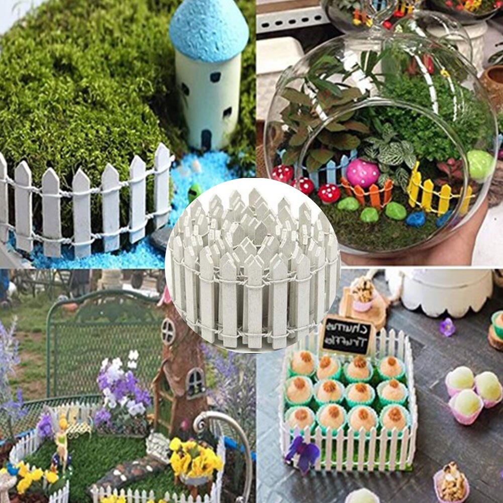 Mini Houten Hek Barrière Houten Craft Hek Diy Tuin Kit Plant Bloem Ingemaakte Landschap Decor Accessoires Buigbare Hek