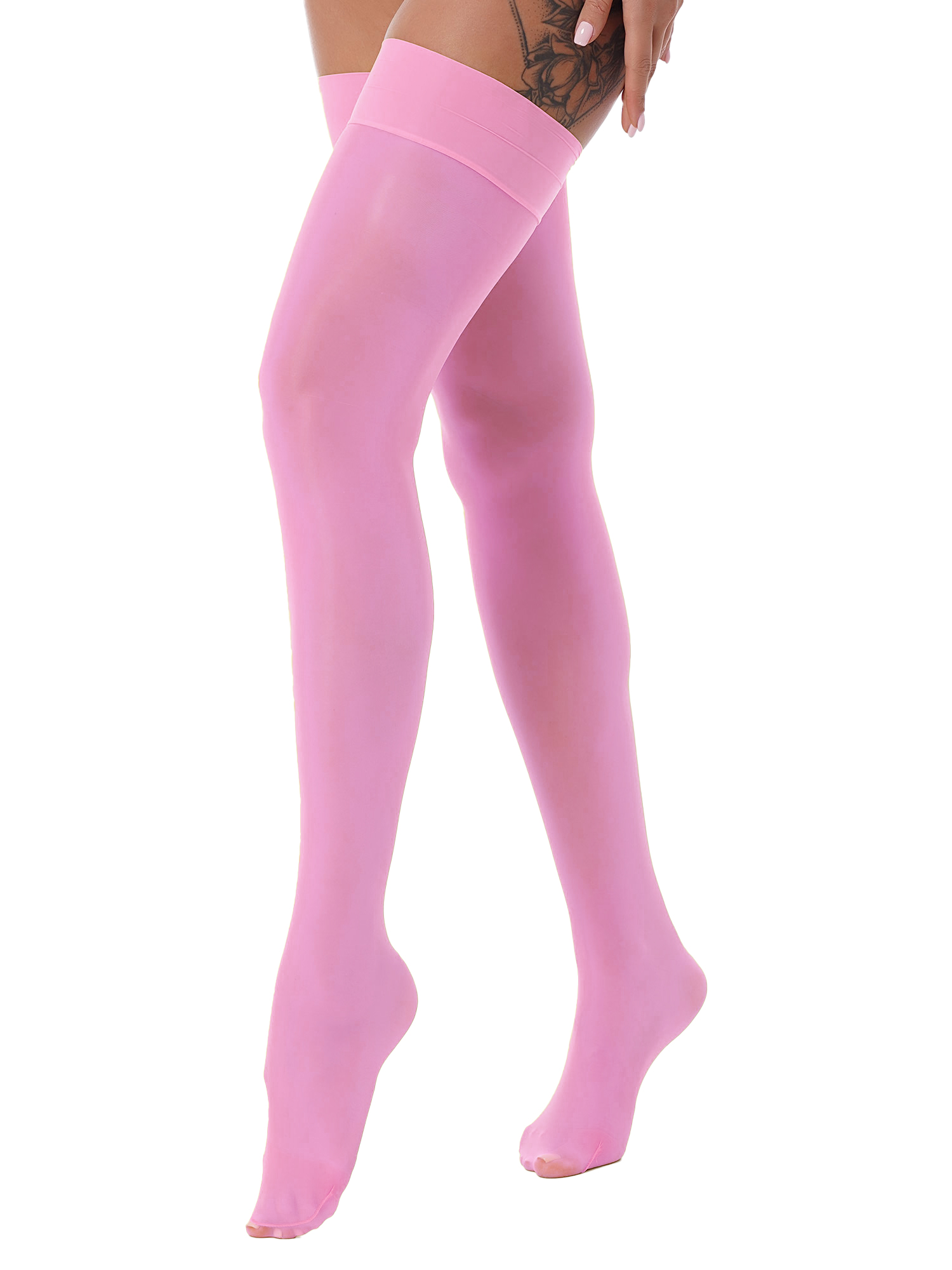 1 par de calcetines sexis por encima de la rodilla, medias altas hasta el muslo japonesas, medias moradas elásticas lisas brillantes al óleo, calcetines hasta la rodilla para mujer