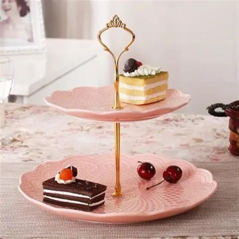 2 Tier Cake Stand Afternoon Tea Wedding Plates Party Tableware Bakeware Ceramic Plate Dessert Fruit Plate Decorating Tools