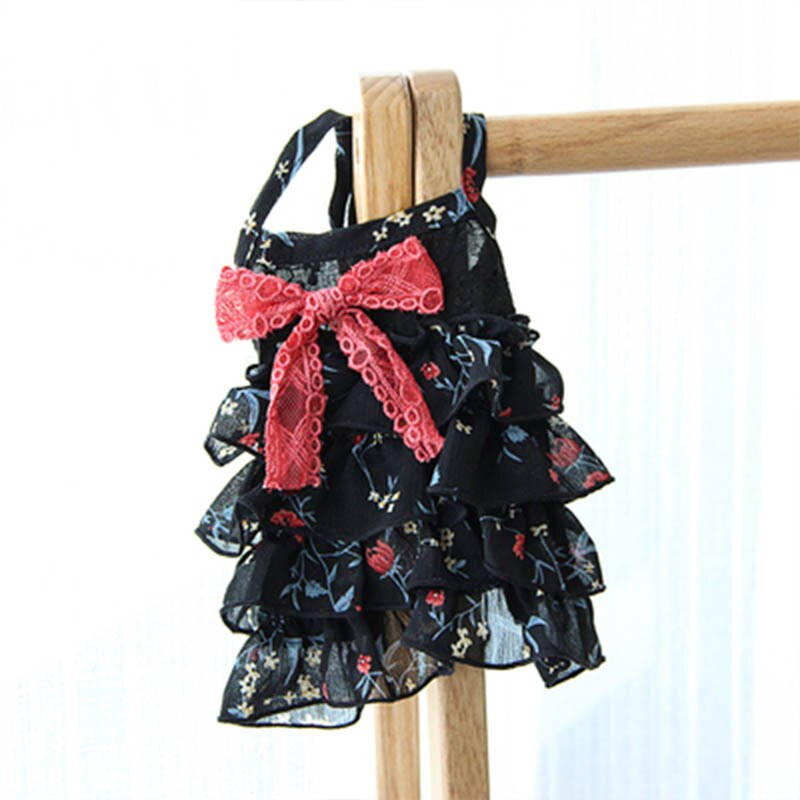 Princess Dog Dress Tulle Bow Tie Pet Cat Dress Chihuahua Summer Pet Dog Dresses for Small Dogs Costume Shih Tzu Disfraz Perro: Black / S