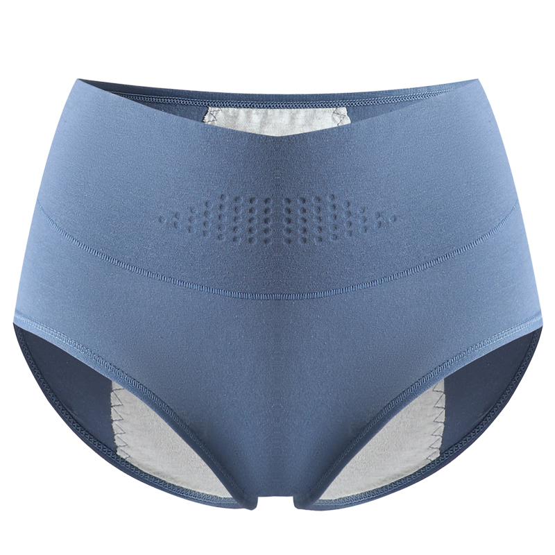 Bragas menstruales de cintura alta para mujer, pantalones de período ancho, ropa interior fisiológica a prueba de fugas, calzoncillos femeninos de algodón de talla grande L-4XL: 4XL / Beige