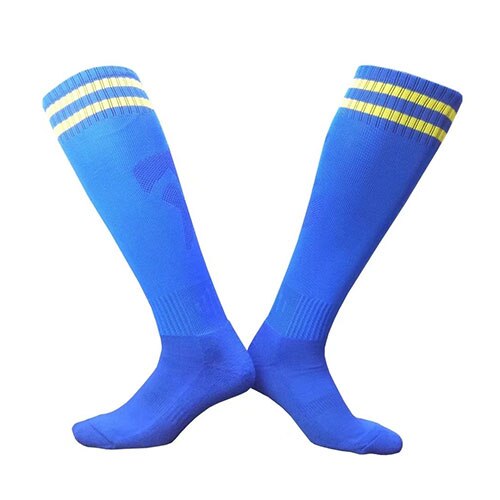 Soccer Socks Boys Girls Knee-High Football Socks Sports Kids Top Antiskid Breathable 1 pairs durable soft same size: Blueyellow