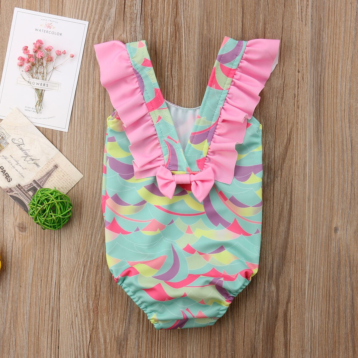 Brand Toddler Infant Kid Baby Child Girl Bathing Swimwear Wave One Piece Suit Bowkont Short Style Swimsuit Monokini