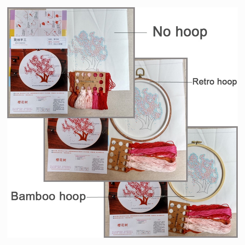 3D DIY Daisy Flower Hand Embroidery Kits Printed Needlework Cross-Stitching Sewing Craft with Hoop Kits For Beginner Home Decor